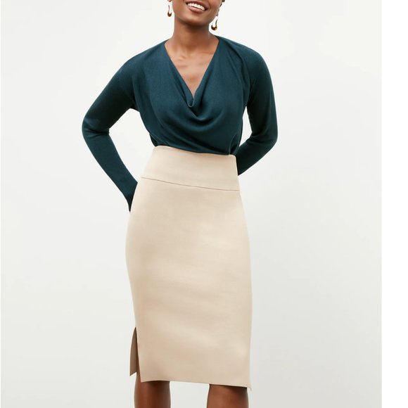 MM.Lafleur New York Harlem jardigan knit fold over midi skirt in latte size S - Picture 2 of 8